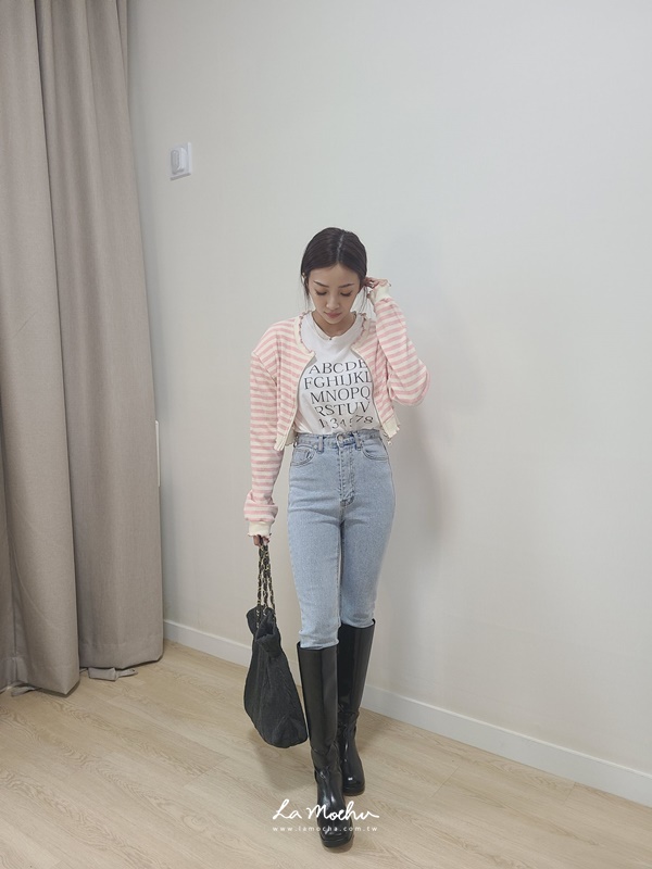 木耳邊拉鍊條紋外套(闆娘.花花清單)